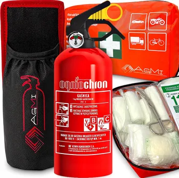 Hasicí přístroj HASICÍ PŘÍSTROJ AUTOMOBILOVÁ MANOMETR ABC 1 KG LÉKÁRNIČKA DIN13164 NÁUSTEK DRŽÁK NA SUCHÝ ZIP