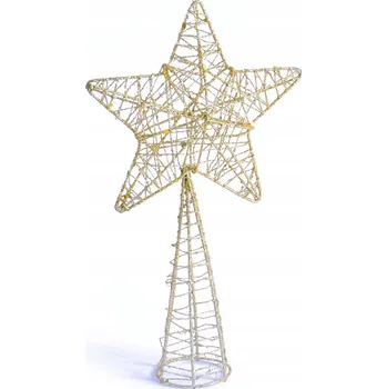Vánoční dekorace Špička na vánoční stromeček hvězda kovová zlatá