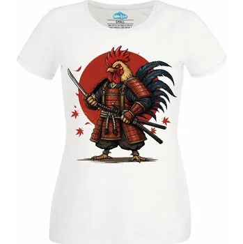 Dámské tričko Kohout Samuraj (Velikost: 4XL, Barva: Bílá)