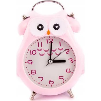 Hodiny RŮŽOVÉ HODINY SOWA S BUDÍKEM PRO DĚTI