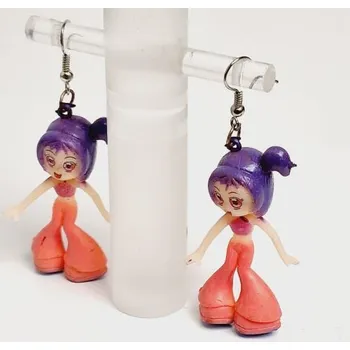 Náušnice Visací náušnice s postavičkou - fialové