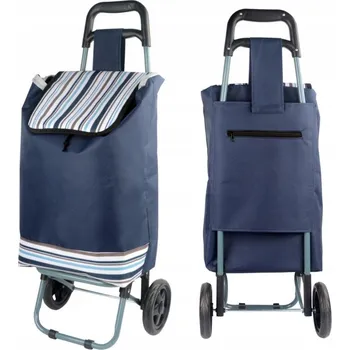Nákupní taška Nákupní vozík Holla Fashion modrý polyester se stahovací šňůrkou