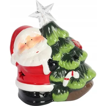Vánoční dekorace Vánoční keramická dekorace - Mikuláš se stromečkem LED