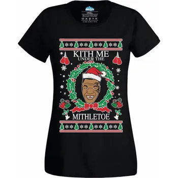 Dámské tričko Dámské tričko Polib mě pod jmelím Mike Tyson (Velikost: XS, Barva: Černá)