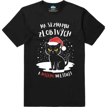 Pánské tričko Pánské tričko Zlobivá Kočka o Vánocích (Velikost: S, Barva: Černá)