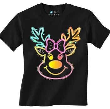 Chlapecké tričko Dětské tričko Neonový Vánoční Sob (Velikost: 3-4, Barva: Černá)