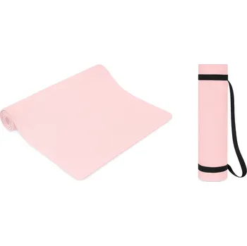 podložka na cvičení SPOKEY Fitness podložka na cvičení jógy protiskluzová PVC pěna růžová s popruhem