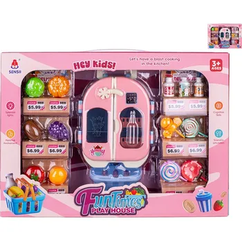 Dětský spotřebič Mikro Trading Lednice s doplňky se světlem 14 cm