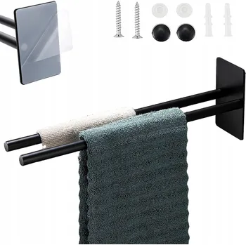 Držák na ručník DRŽÁK NA RUČNÍK DO KOUPELNY SAMOLEPICÍ ČERNÝ