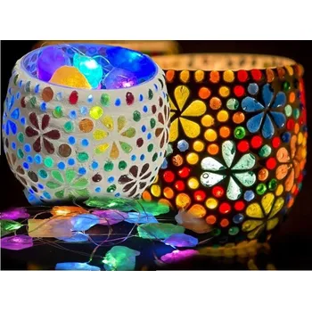 Svícen Mozaiková lampa LED - svícen kámen Karneol KEG KVĚTINY ZOE