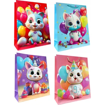 Obraz OZDOBNÁ DÁRKOVÁ TAŠKA 18x23x10cm KOČKA RŮŽOVÁ JP2981C