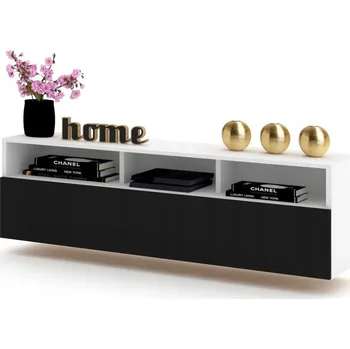 Komoda Závěsná skříňka pod TV Komoda PLAY Bílá + Černá 180 cm