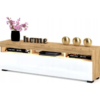 Komoda RTV skříňka Police Komoda SONOMA BÍLÁ 160 cm LED