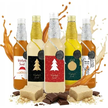 Sklenice 5X SKLENĚNÁ LÁHEV LIHOVINY 500ml VÁNOČNÍ NA VÍNO LIKÉRY LIKÉR 0,5L