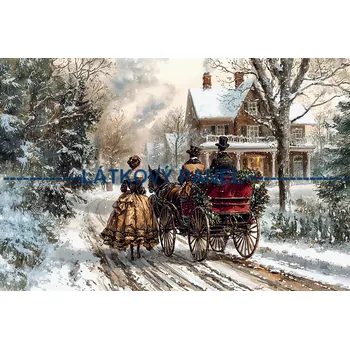 Látkový panel - Zimní retro - ZIM -243 Velikost: 20x13cm, Materiál: Kočárkovina