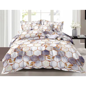 Povlečení 3díl. Povlečení HEXAGON - bílá