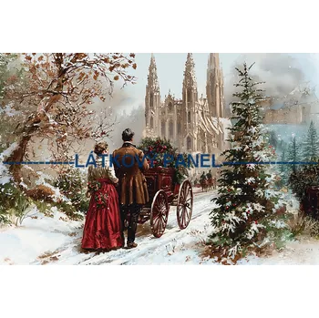 Látkový panel - Zimní retro - ZIM -250 Velikost: 50x33cm, Materiál: Kočárkovina