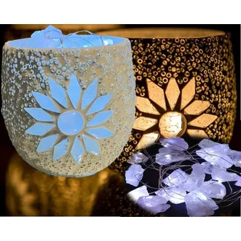 Svícen Mozaiková lampa LED - svícen kámen Karneol KEG KVĚTINY ZOE