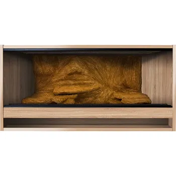 Terárium ReptiEye Terárium z lamina 100x50x50 světlý dub s 3D stěnou – varianta D Varianta terária: terárium s úkrytem i se schody