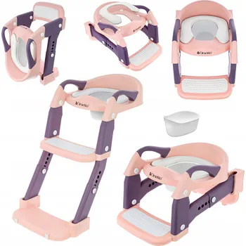 Nočník Nástavec na WC se žebříkem a nočník pro děti 3v1 ORSETTO RŮŽOVÝ