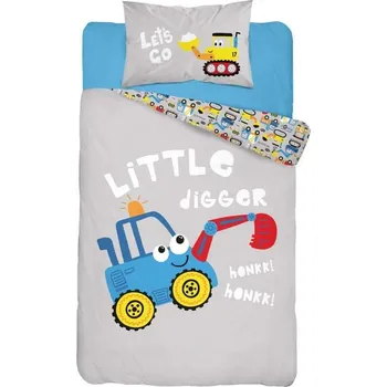 Povlečení DETEXPOL Povlečení do postýlky Bagr modrý Bavlna, 100/135, 40/60 cm