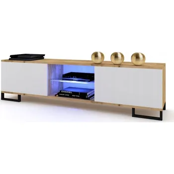 Televizní stolek GLORIA TV stolek pod TV 180 Craft Bílý Nohy LED