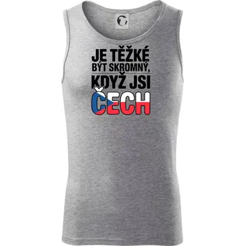 Nápis - Je těžké být skromný když jsi čech - Tílko pánské Core - XL ( Tmavě šedý melír )