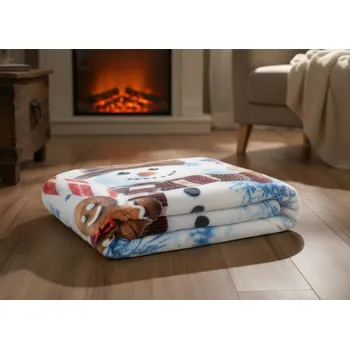 deka Vánoční deka mikovláknová s beránkem PLAID CHRISTMAS motiv vánoční kamarádi 130x160 cm Mybesthome