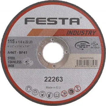 Řezný kotouč Kotouč řezný FESTA INDUSTRY na kov 115x1.6x22.2mm FESTA