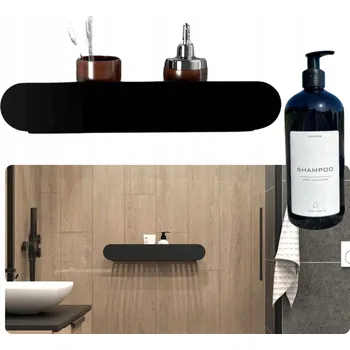 Koupelnový nábytek Závěsná koupelnová police NewOps kovová černá matná 38 cm