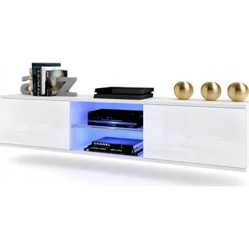 Komoda GLORIA Bílá Závěsná Skříňka RTV Vysoký Lesk 140