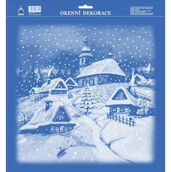 Vánoční dekorace ARCH Okenní folie vánoční 33x35cm Kostel
