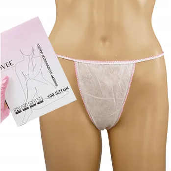 Dámské spodní prádlo Tanga na jedno použití OveePro bílé z netkané textilie 100 ks