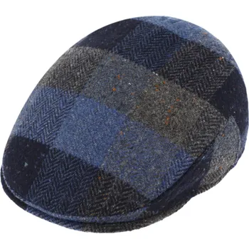 Čepice Fiebig - Headwear since 1903 Pánská zimní vlněná modrá kostkovaná bekovka - Fiebig Velikost: 58 cm