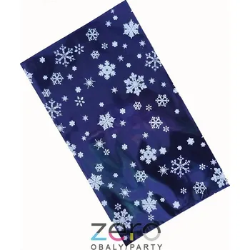 Dárková taška Sáček PP 30x48 cm - VÁNOCE (vánice) - transp. s modrým pozadím a tiskem vloček