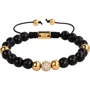Náramek ANNA PERLY Luxusní trendy náramek z černého onyxu se zlatými doplňky