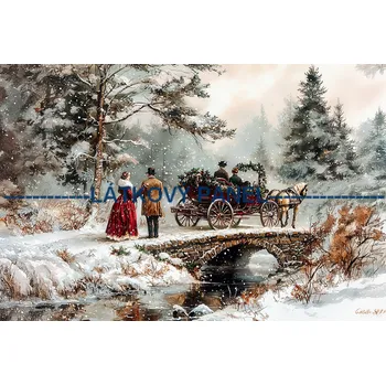 Látkový panel - Zimní retro - ZIM -249 Velikost: 50x33cm, Materiál: Teplákovina nepočesaná