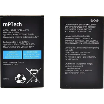 Baterie pro mobilní telefon Lithium-iontová baterie mPTech 2000 mAh pro myPhone Hammer 4/4+