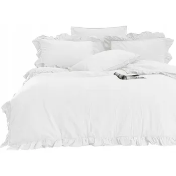 Povlečení Povlečení bílá Bavlna volánem STONEWASHED 220x200