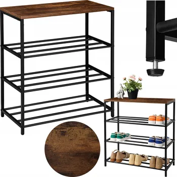 Botník Botník LoftInspired 62 x 68 x 30 cm Černá, Starý dub