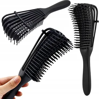 kartáč na vlasy Kartáč na VLASY profilovaný pohodlný ČERNÝ rozkládací lehký