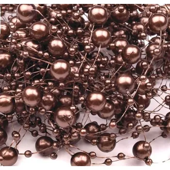 Perličky na silonu 12mm - hnědý dub - délka 130mm