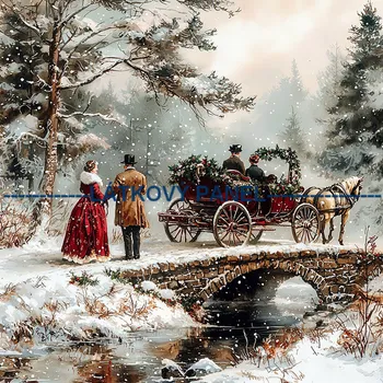 Látkový panel - Zimní retro - ZIM-234 Velikost: 25x25cm, Materiál: Úplet