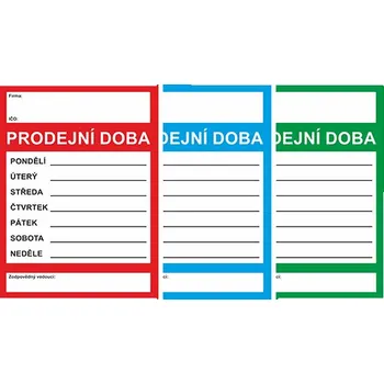 Tiskopis ARCH Prodejní doba plast