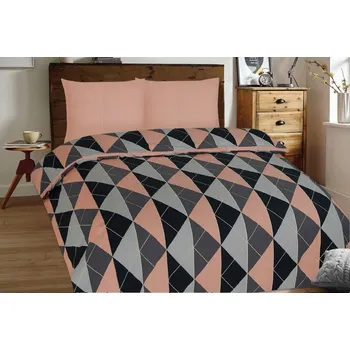 Povlečení Povlečení 140x200 vitráž trojúhelníky hnědá světlá šedá černá