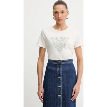 Dámské tričko Bavlněné tričko Guess dámské, béžová barva, W5BI34 K9RM1 W5BI34.K9RM1 01X, vel. XXL