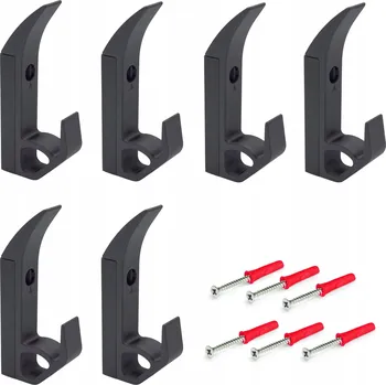 Věšák 6 x Věšák na lamely loft černý nástěnný háček na oblečení šatní skříň