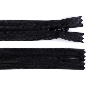 Galanterie Spirálový zip skrytý No 3 délka 35 cm dederon, barva 332 černá