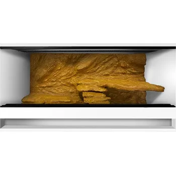 Terárium ReptiEye Terárium z lamina 80x50x50 bílý s 3D stěnou – varianta P Varianta terária: terárium s úkrytem