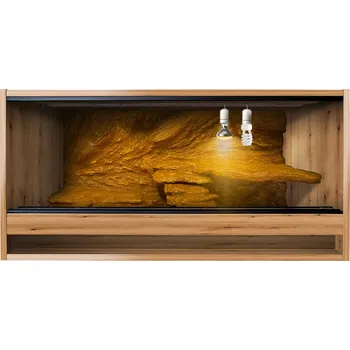 Teraristika ReptiEye Terárium z lamina 80x40x40 smrk s 3D stěnou vybavené – varianta H Varianta terária: terárium + UVB žárovka, halogen a zářivka